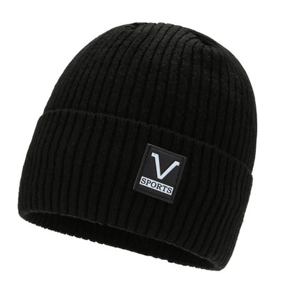 Winter new knitted hat men's fleece thickened warm cover wool hat student riding cold protection ear hat tide