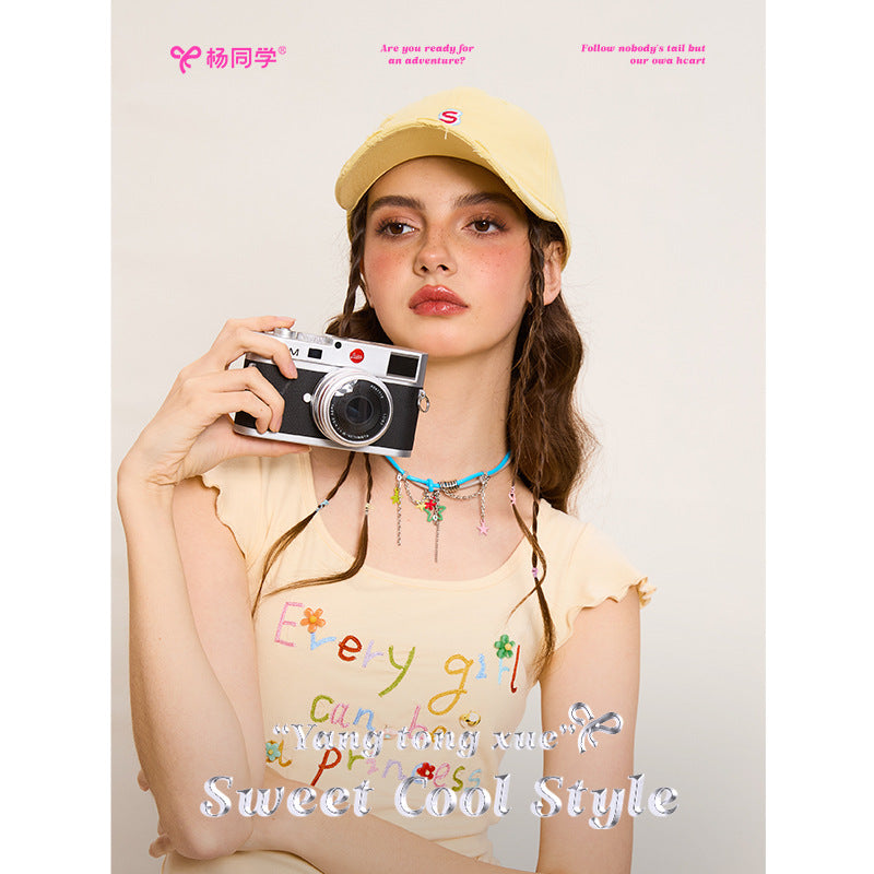 [Student Yang] S Embroidered Baseball Cap Big Head Circumference Show Face Small Hat Women's Deep Top Cap Big Face Wide Brim