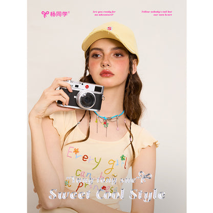 [Student Yang] S Embroidered Baseball Cap Big Head Circumference Show Face Small Hat Women's Deep Top Cap Big Face Wide Brim