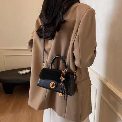 Winter portable commuter bag women's 2024 new trendy retro small square bag simple foreign style single shoulder oblique span bag