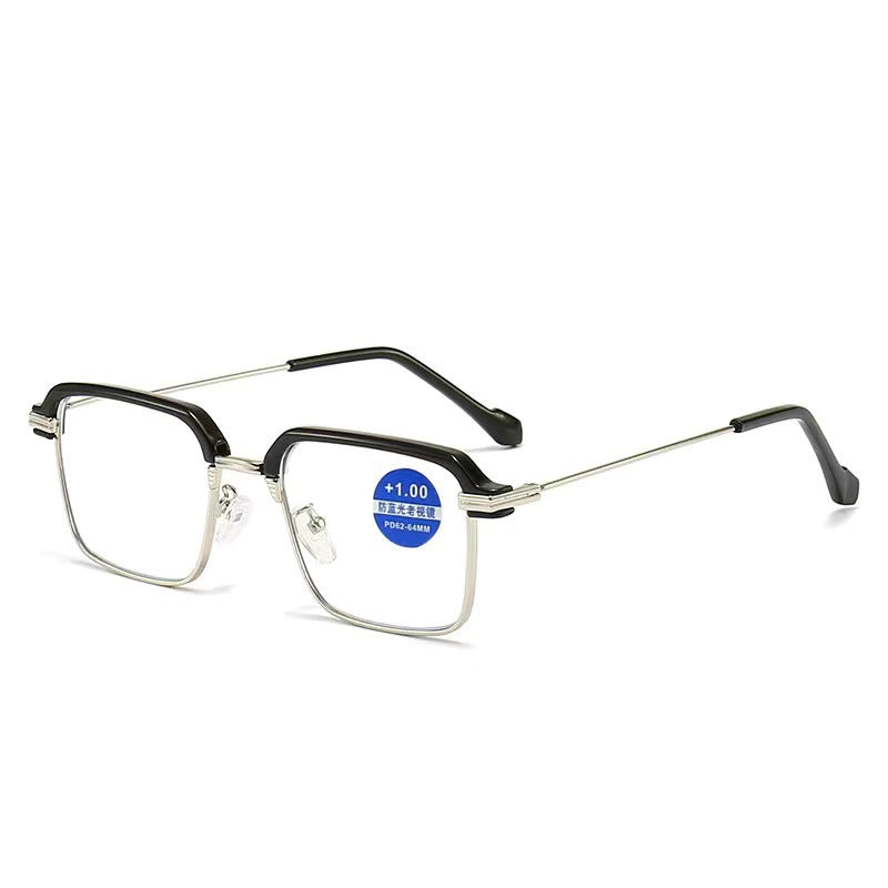 Xiaohongshu same style women's square reading glasses business classic eyebrow rack half frame reading glasses frame men's mirror